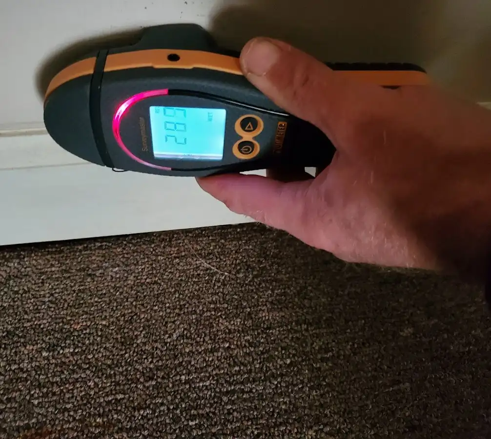 Moisture detection at baseboard during Burst Pipe Cleanup in Helena Valley Northwest